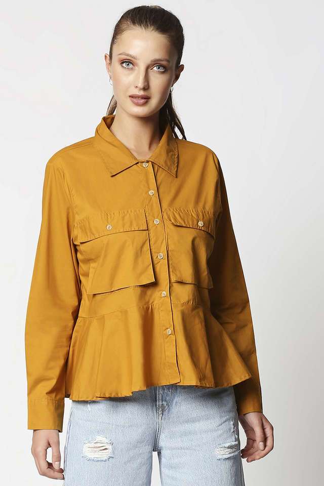 remanika Solid Collared Cotton Women Casual Wear Shirt-picture-31