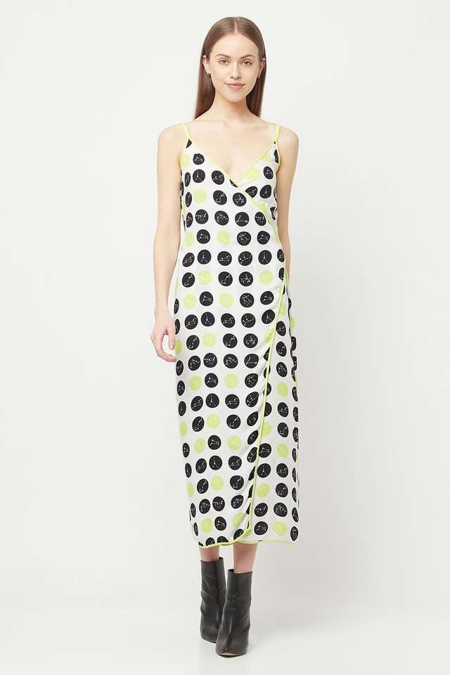 crimsoune club Polka Dots Off Shoulder Viscose Women Dress-picture-36