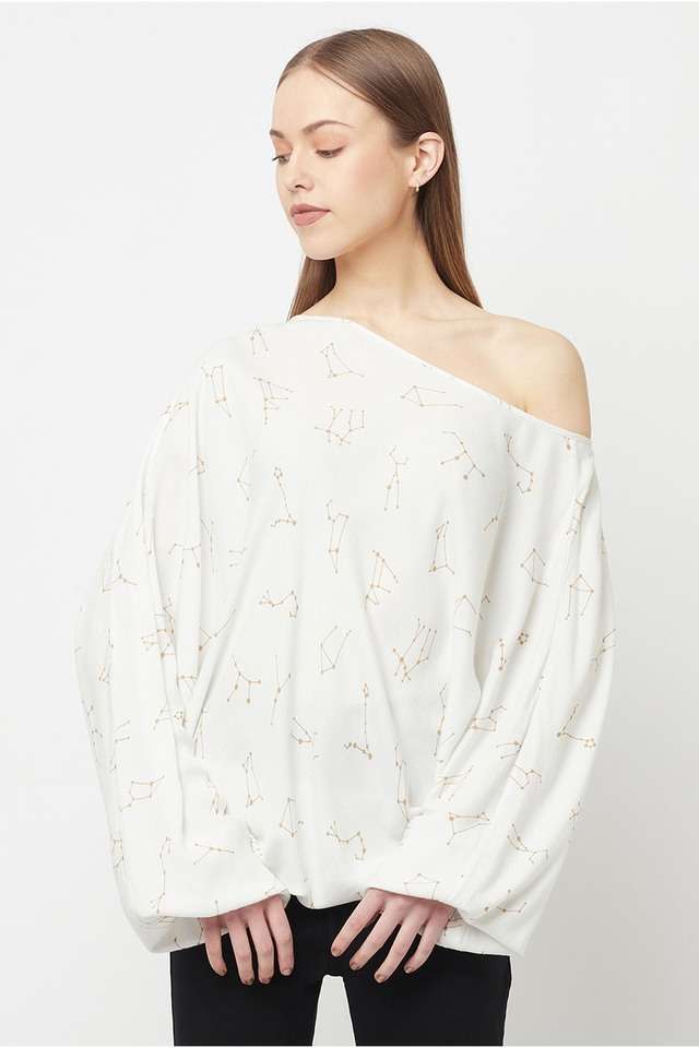 crimsoune club Printed Lyocell One Shoulder Women Top-picture-31