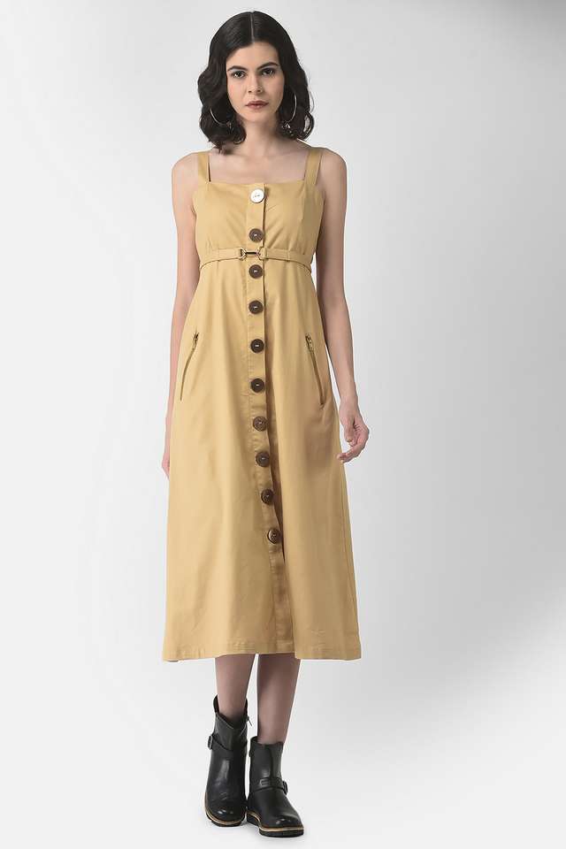 Solid Square Neck Blended Fabric Women Dress-image-22