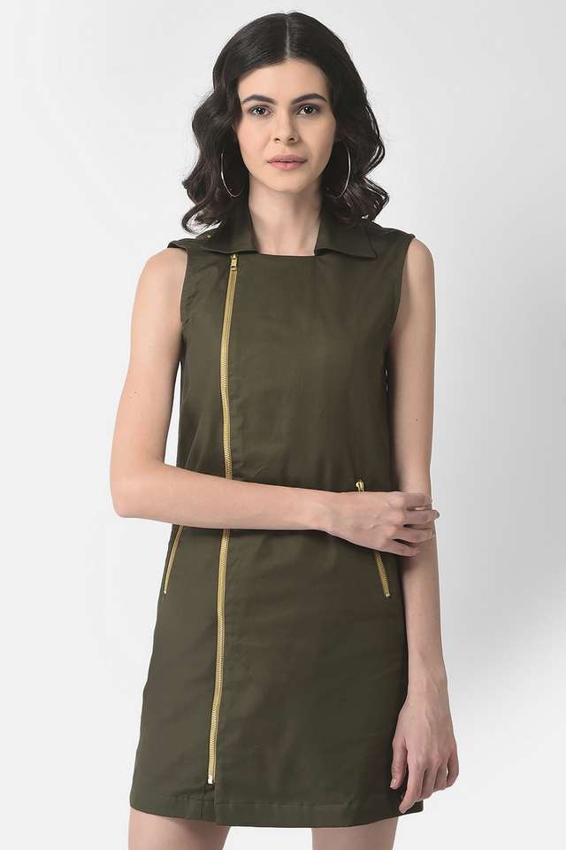 crimsoune club Solid Collared Blended Fabric Women Dress-picture-37