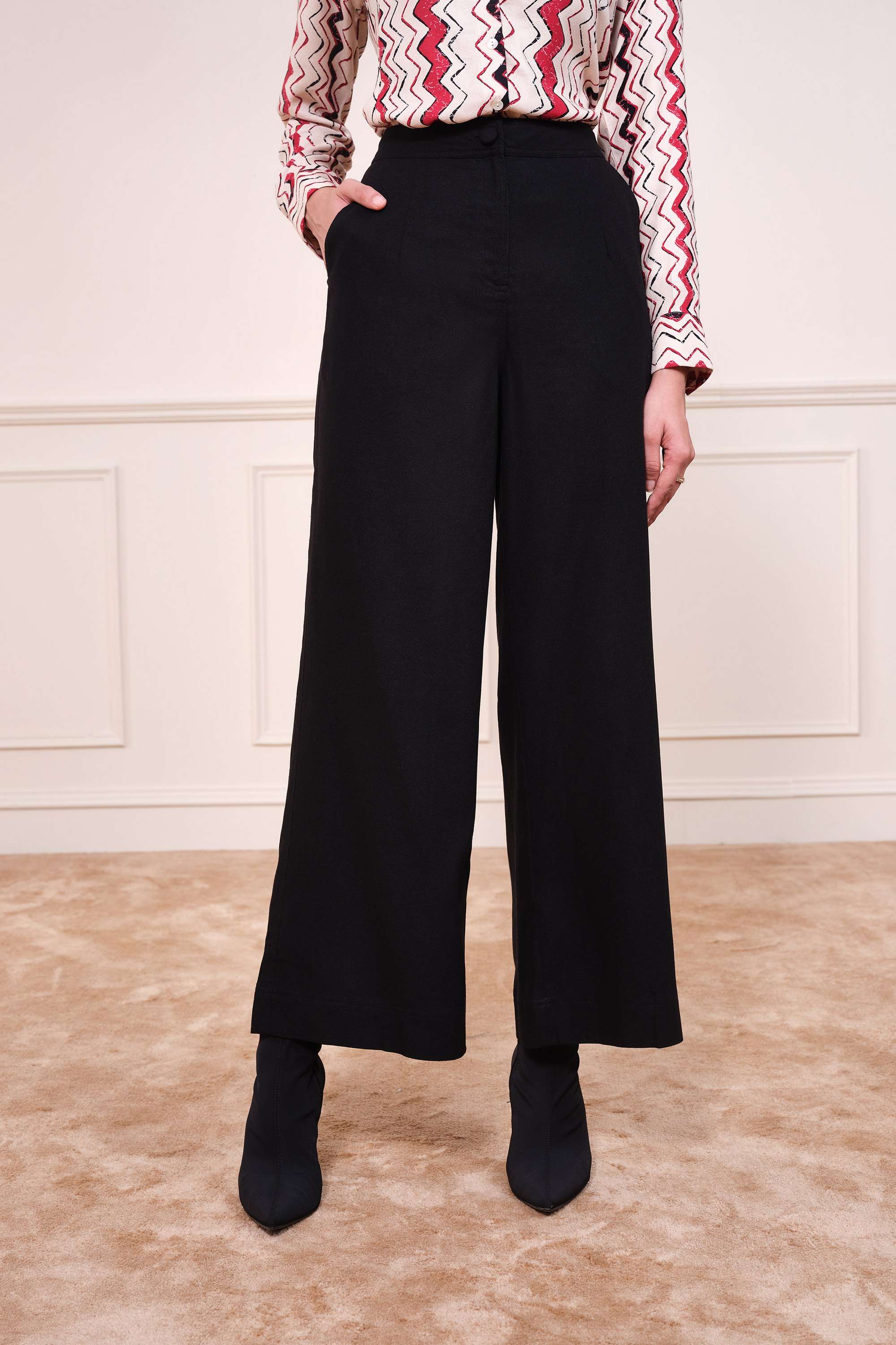 and Solid Relaxed Fit Viscose Women's Casual Wear Trousers-picture-24