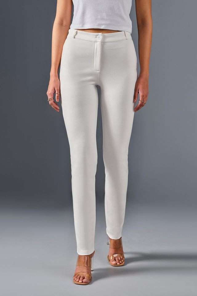 Solid-Skinny-Fit-Rayon-Women-s-Formal-Wear-Trousers