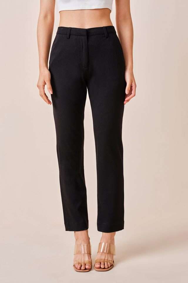 Solid-Straight-Fit-Polyester-Women-s-Formal-Wear-Trousers