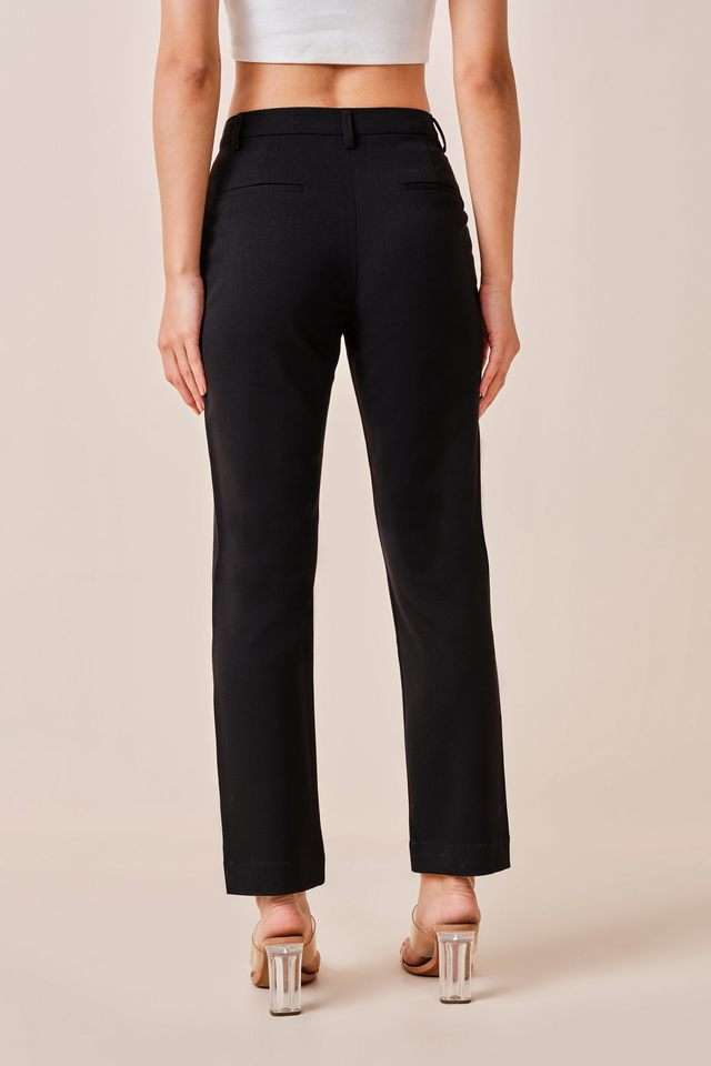 Solid-Straight-Fit-Polyester-Women-s-Formal-Wear-Trousers