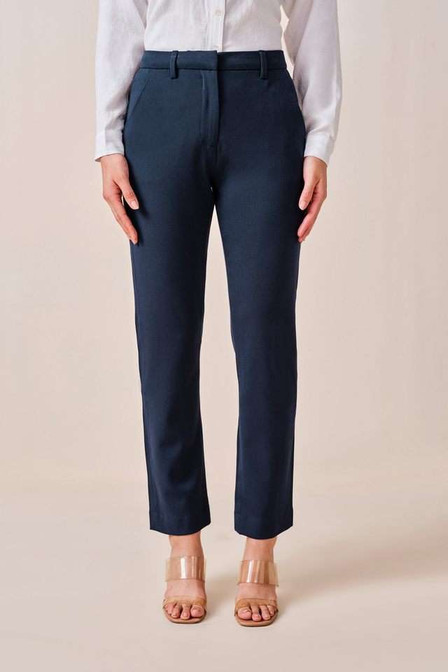 Solid-Straight-Fit-Polyester-Women-s-Formal-Wear-Trousers