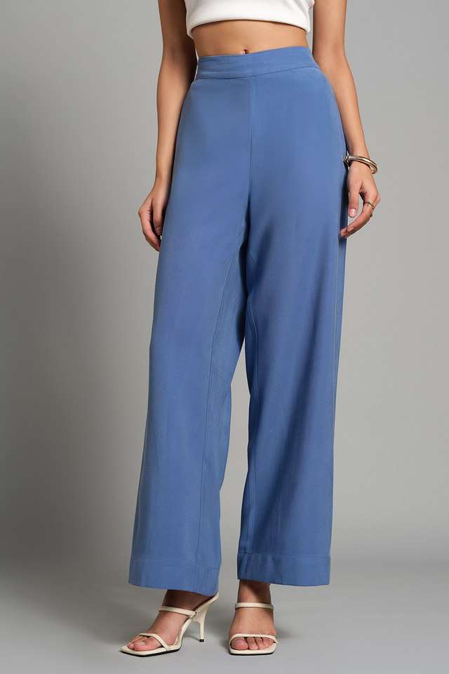 Solid-Straight-Fit-Rayon-Women-s-Formal-Wear-Trousers