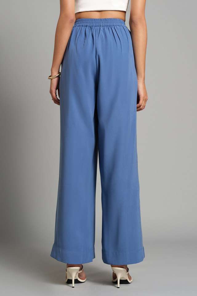 Solid-Straight-Fit-Rayon-Women-s-Formal-Wear-Trousers