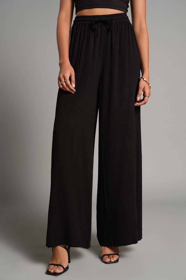 Solid-Relaxed-Fit-Rayon-Women-s-Casual-Wear-Trousers