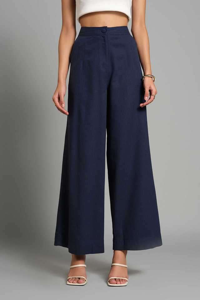 Solid-Viscose-Relaxed-Fit-Women-s-Trousers