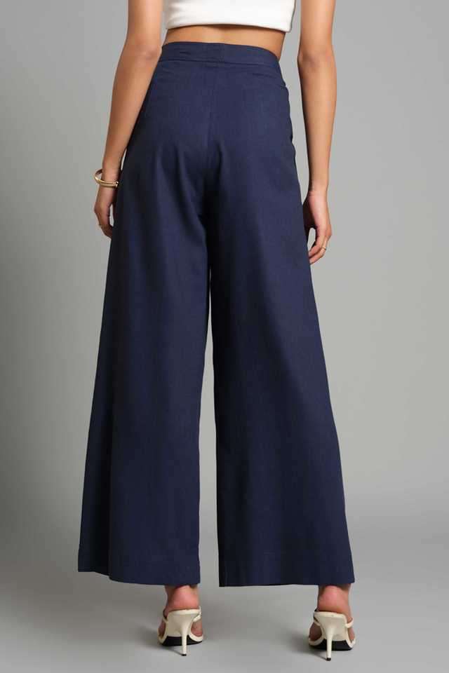 Solid-Viscose-Relaxed-Fit-Women-s-Trousers
