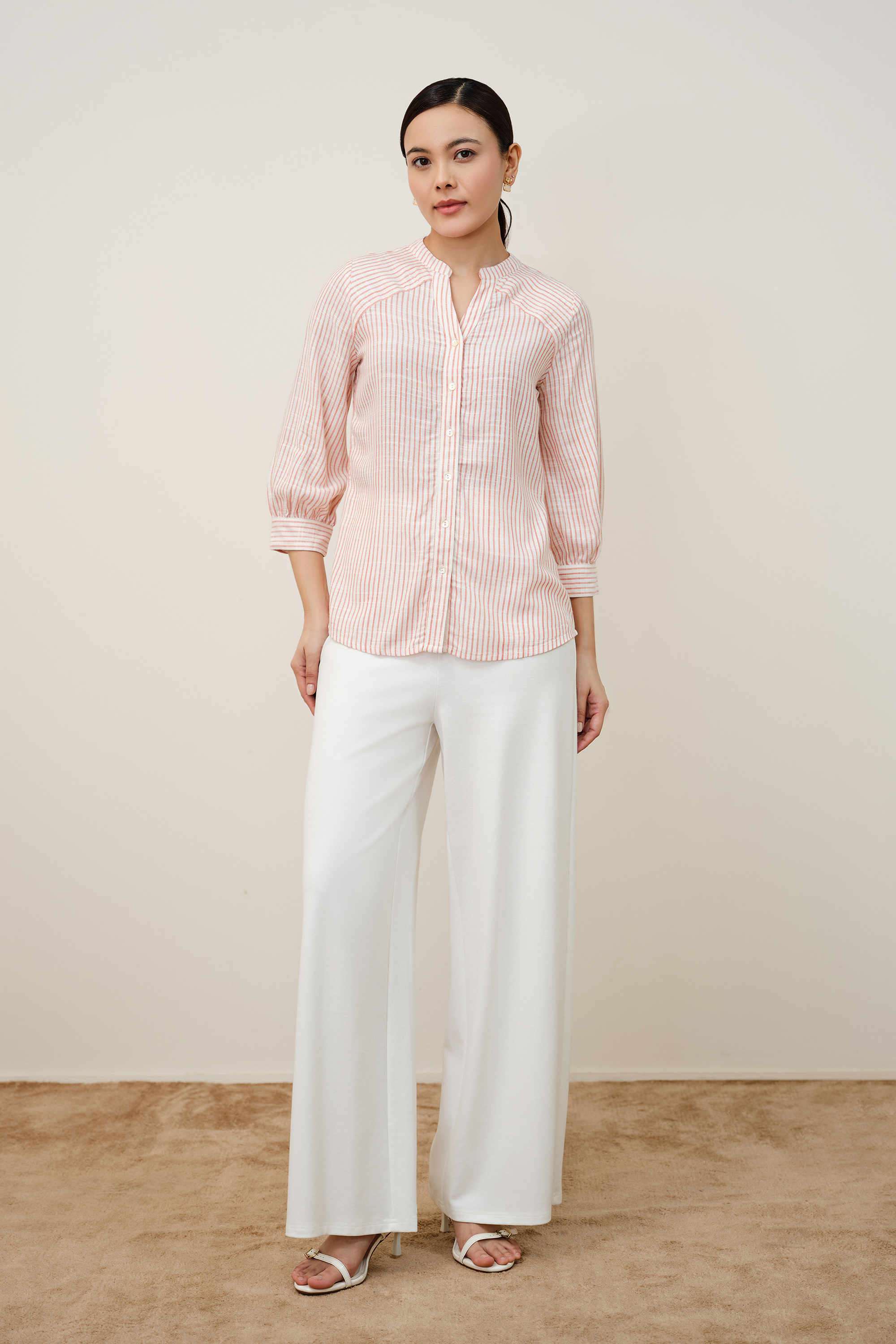Solid-Spread-Collar-Viscose-Rayon-Women-s-Casual-Wear-Shirt