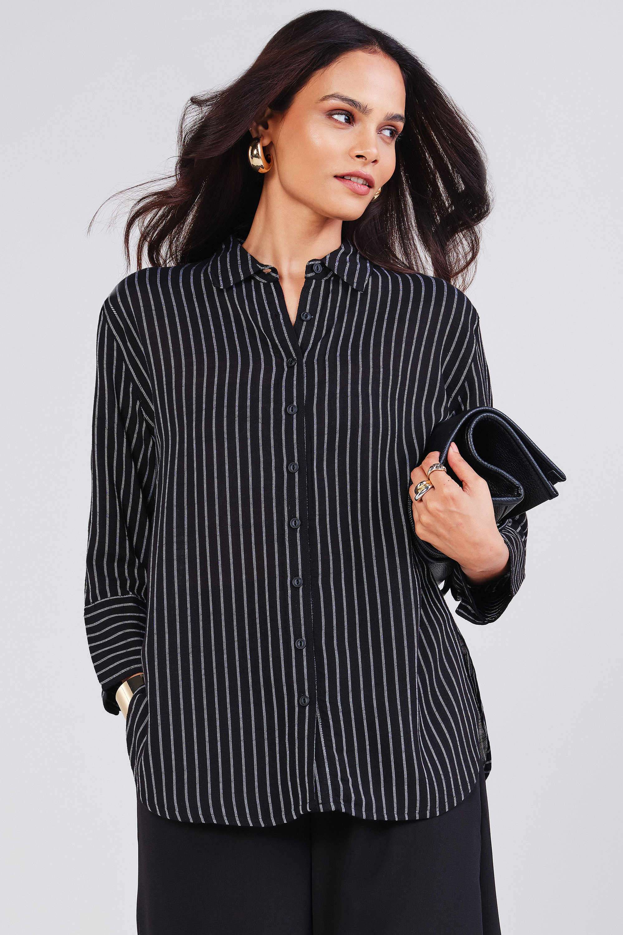 Solid-Spread-Collar-Viscose-Rayon-Women-s-Casual-Wear-Shirt