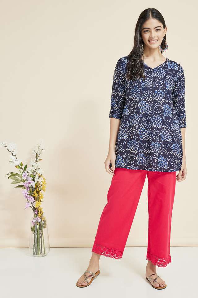 Solid-Full-Length-Flex-Woven-Women-s-Palazzo