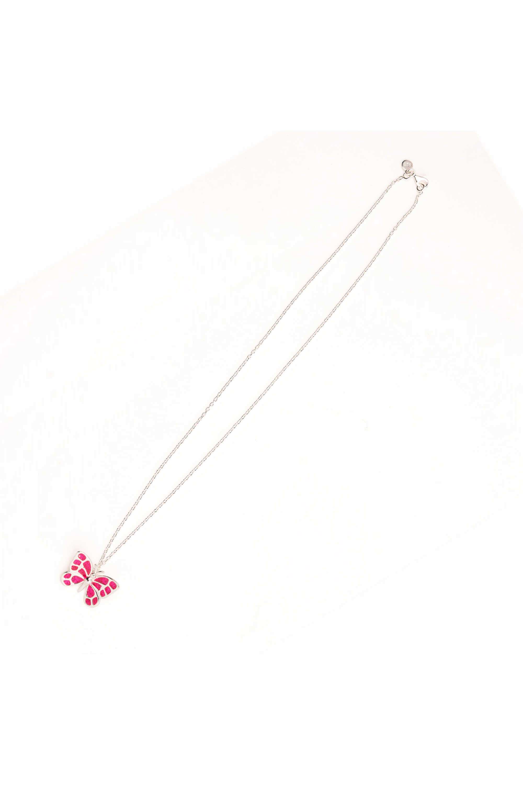925-Silver-Hypoallergenic-Glitter-Pink-Butterfly-Pendant-for-Girls