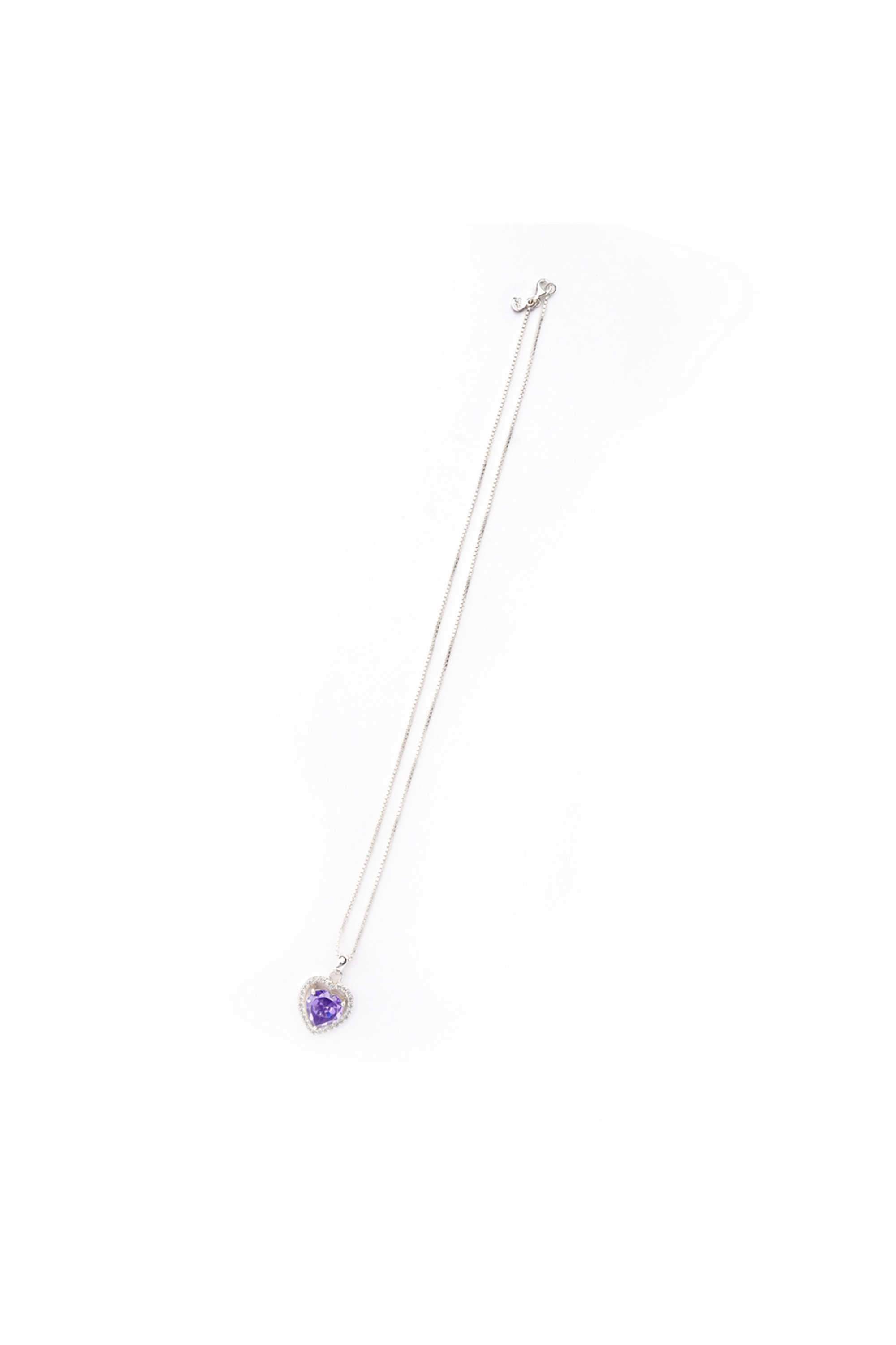 925-Silver-Hypoallergenic-Princess-Heart-Purple-CZ-Pendant