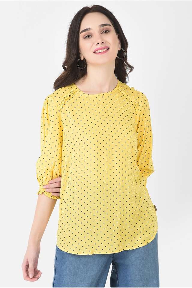 crimsoune club Polka Dots Lyocell Round Neck Women Top-picture-19