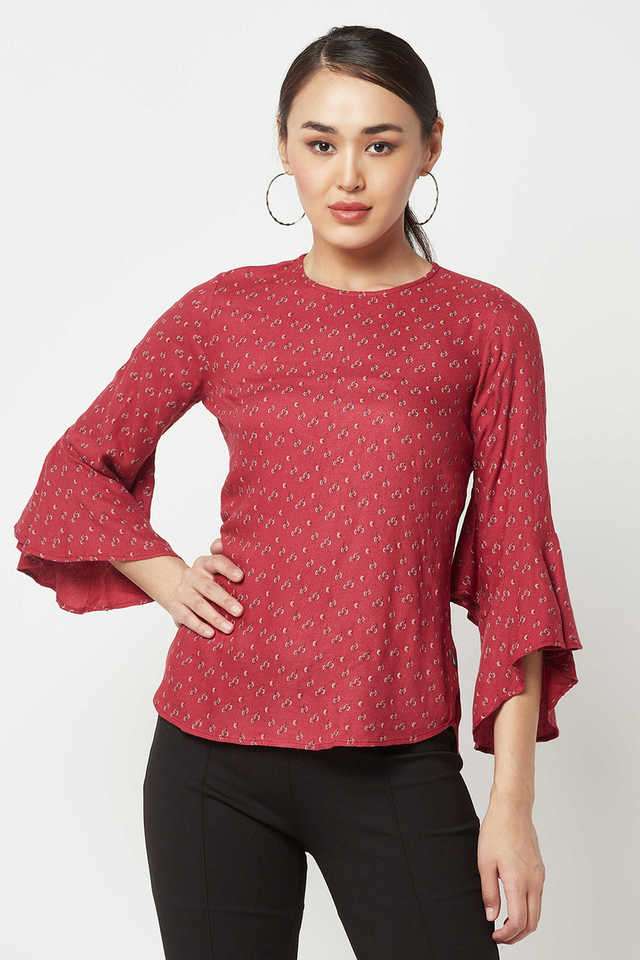 crimsoune club Printed Lyocell Round Neck Women Top-picture-20