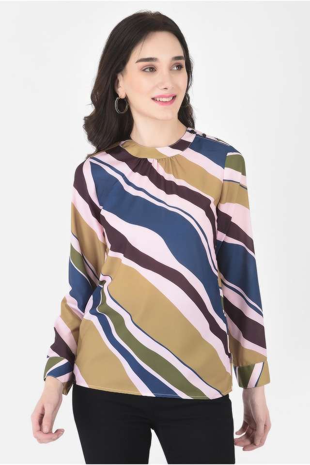 crimsoune club Abstract Lyocell Round Neck Women Top-picture-33