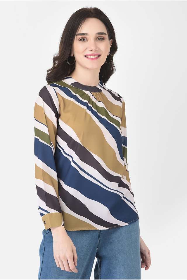 crimsoune club Abstract Lyocell Round Neck Women Top-picture-35