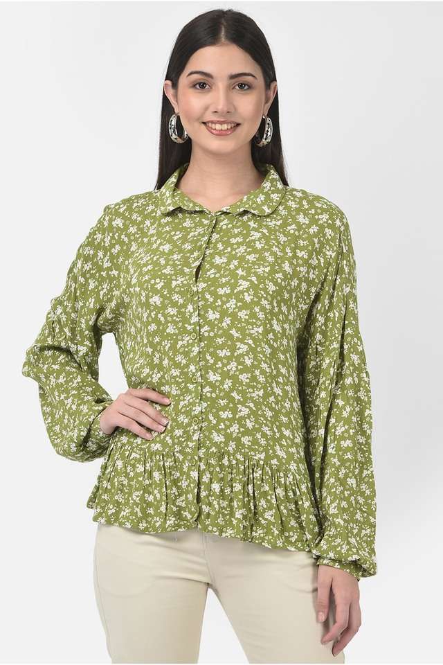 crimsoune club Floral Lyocell Collared Women Top-picture-41