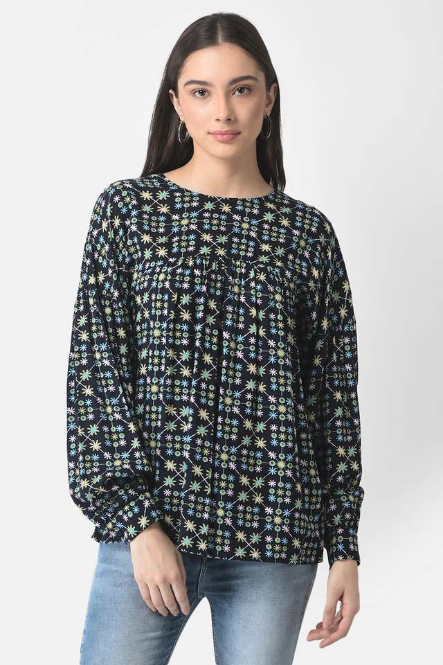 crimsoune club Printed Lyocell Round Neck Women Top-picture-37