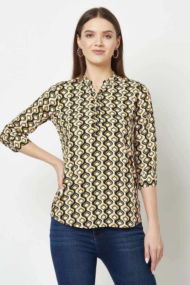 crimsoune club Printed Lyocell V-Neck Women Top-picture-34