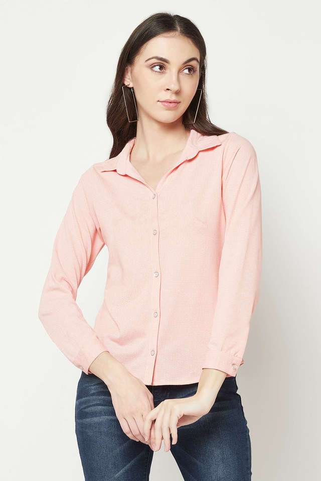 crimsoune club Solid Collared Cotton Blend Women Casual Wear Shirt-picture-22