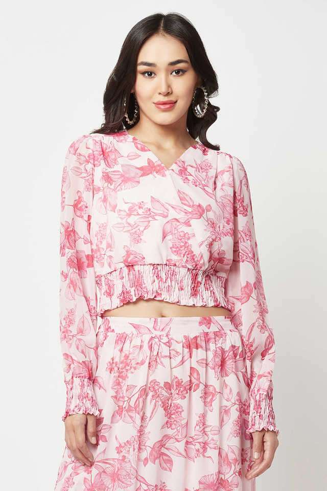 crimsoune club Floral Polyester V-Neck Women Top-picture-18