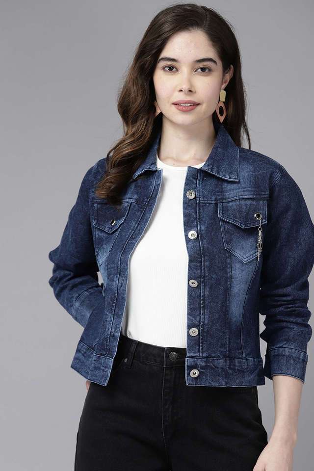 aarika Solid Collared Denim Women Party Wear Jacket-picture-35