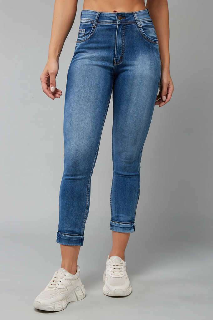 dolce crudo High Rise Light Wash Denim Skinny Fit Women's Jeans-picture-32