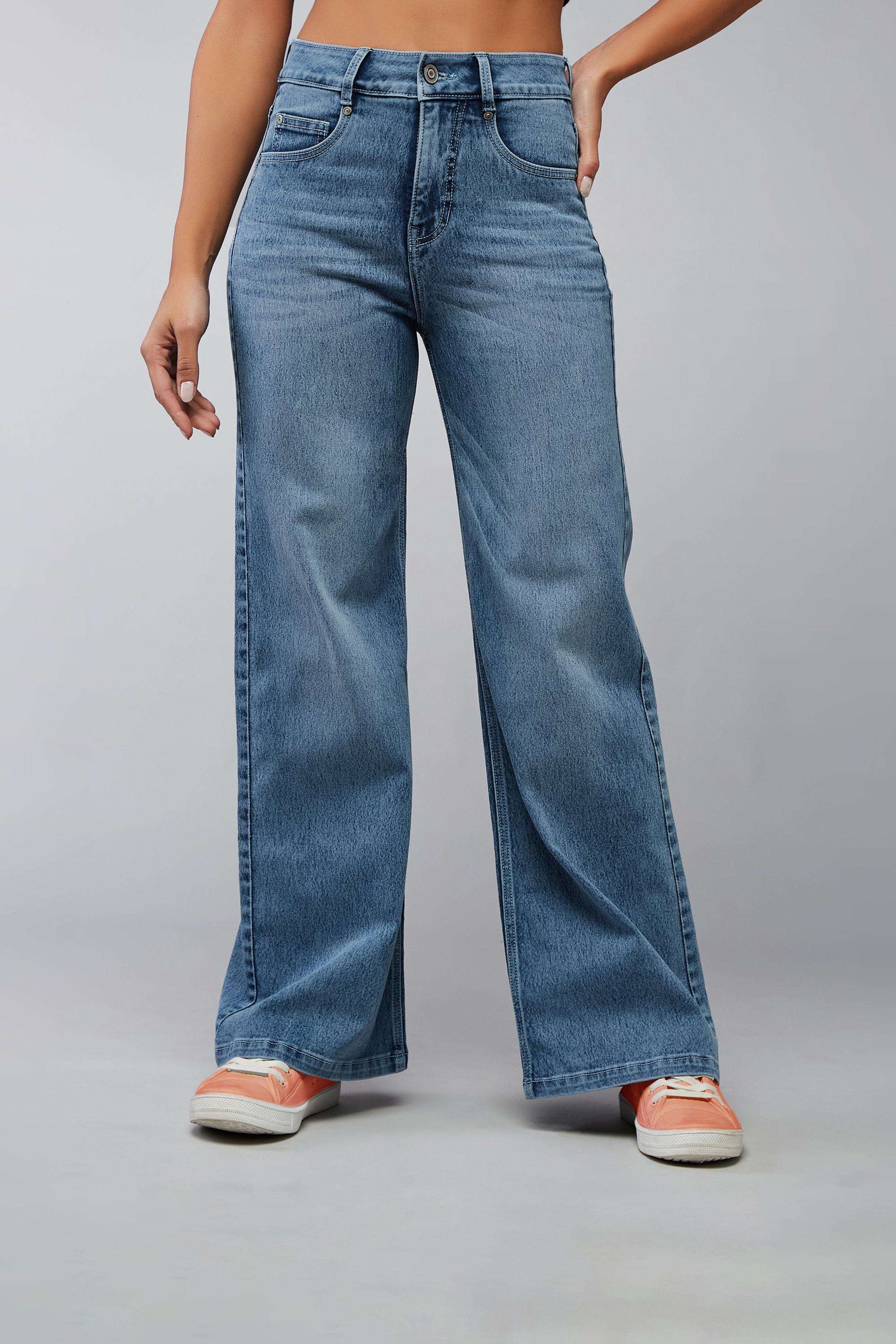 dolce crudo Solid Wide Leg Fit Denim Women's Casual Wear Jeans-picture-37