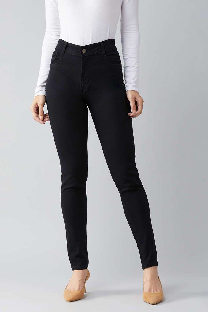 Dark Wash Denim Slim Fit Women's Jeans-image-26
