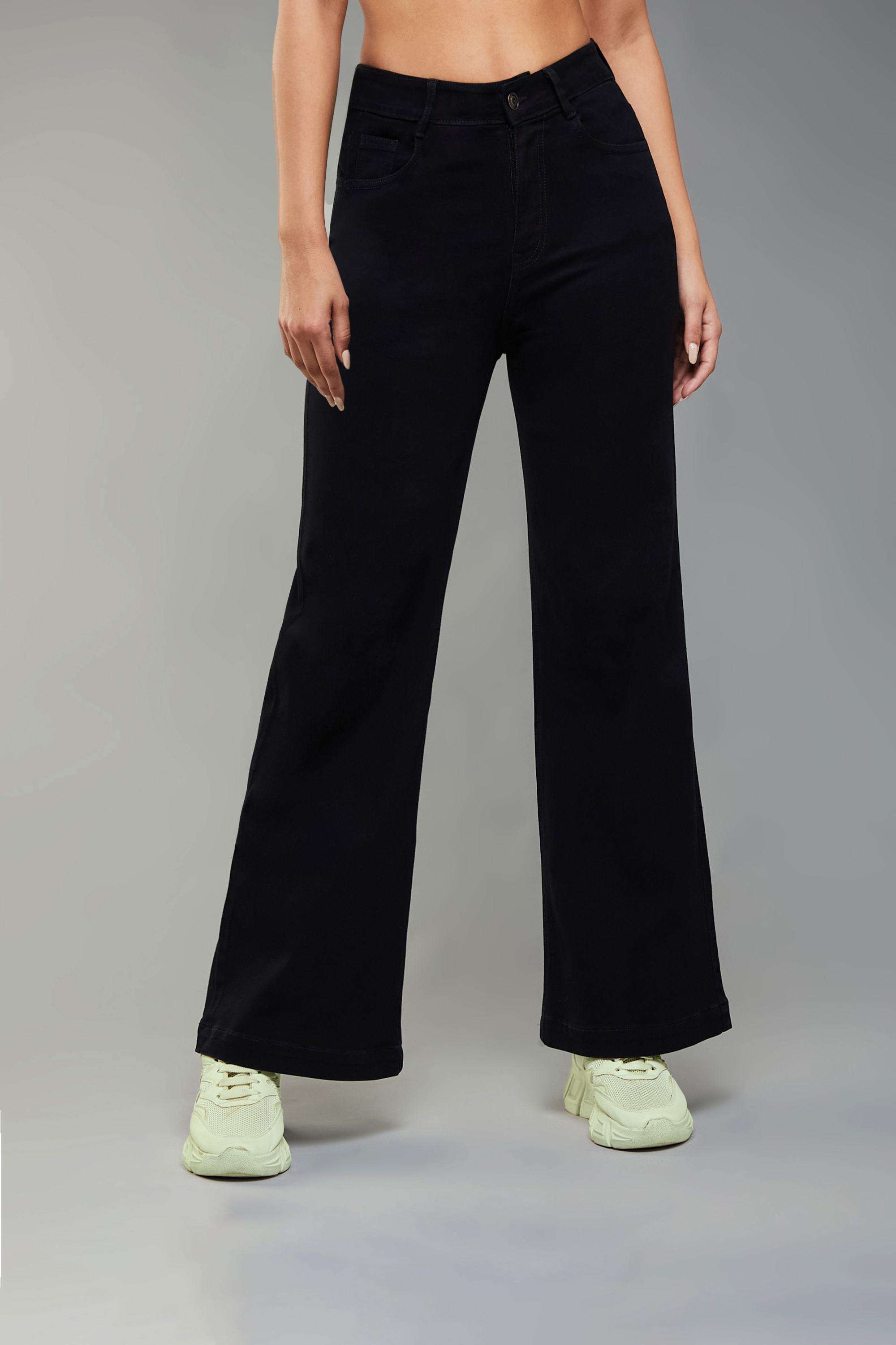 dolce crudo Solid Wide Leg Fit Denim Women's Casual Wear Jeans-picture-40