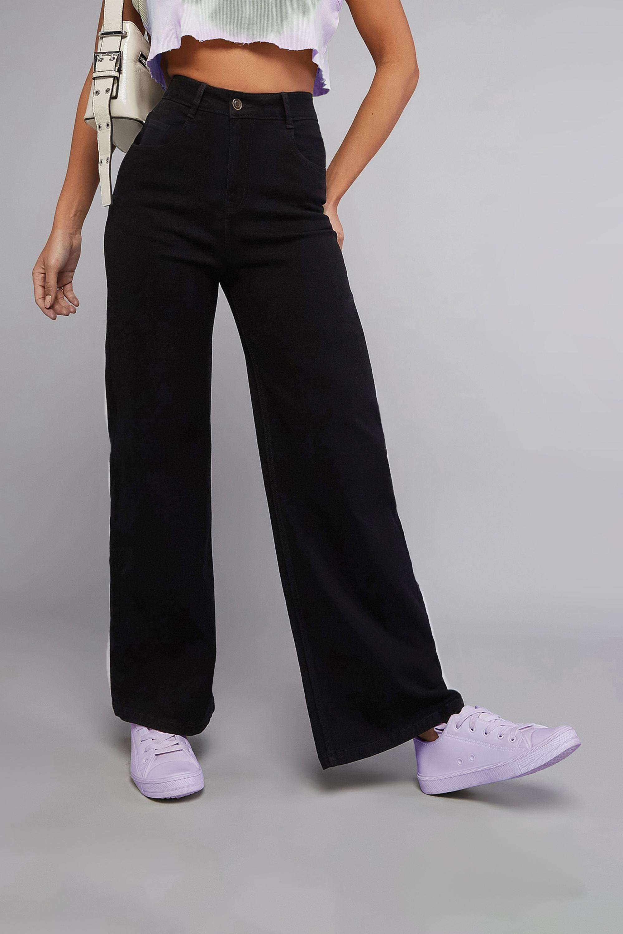dolce crudo Solid Wide Leg Fit Denim Women's Casual Wear Jeans-picture-39