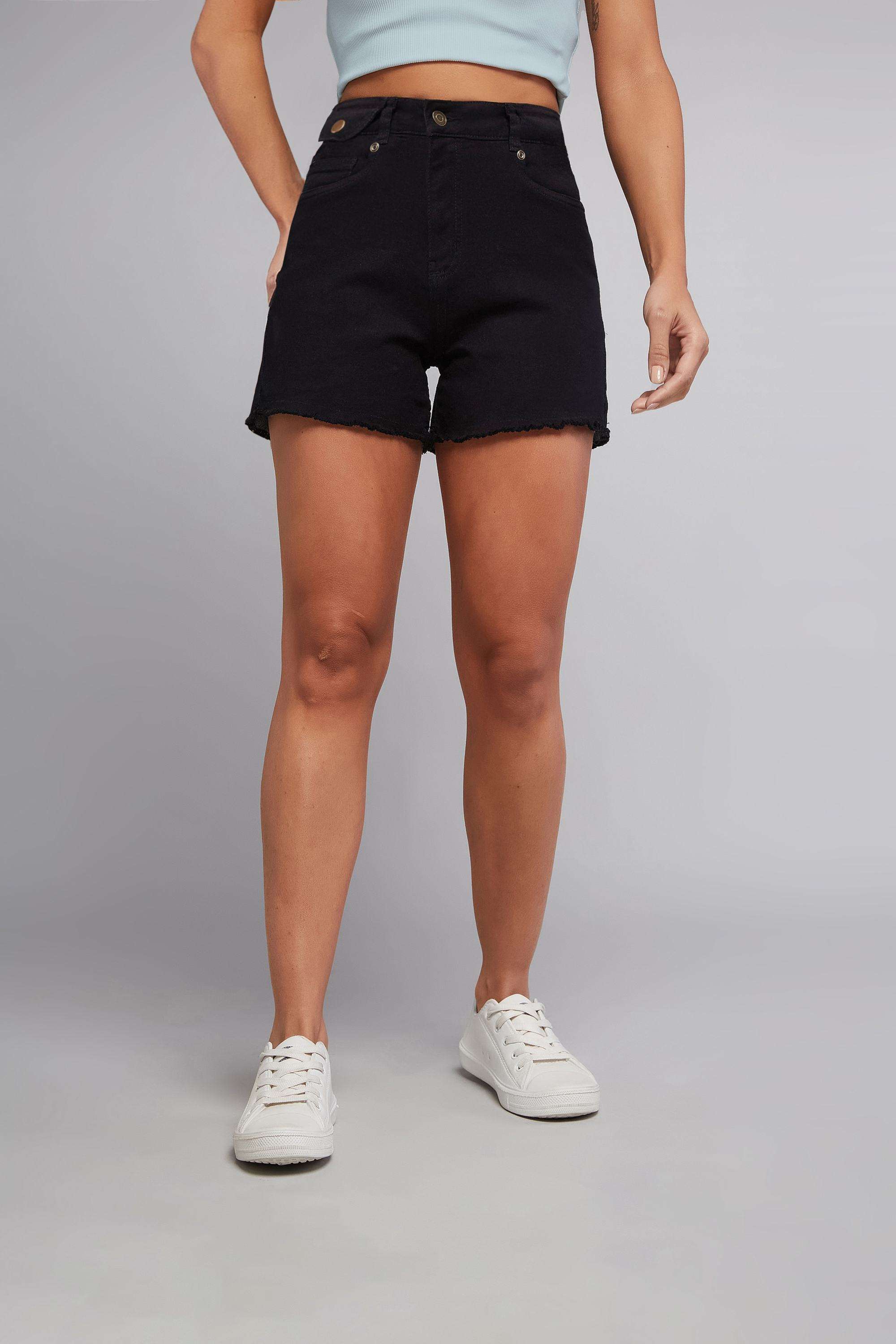 dolce crudo Solid Regular Fit Denim Women's Casual Wear Shorts-picture-36