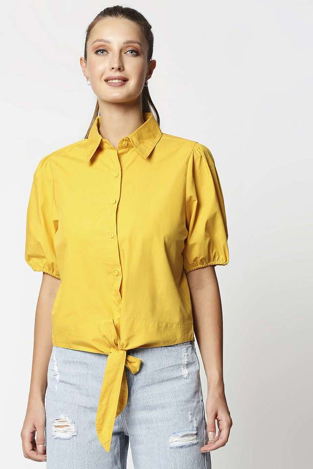 remanika Solid Collared Cotton Women Casual Wear Shirt-picture-13