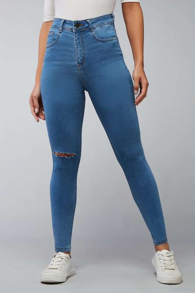 dolce crudo High Rise Light Wash Denim Skinny Fit Women's Jeans-picture-10