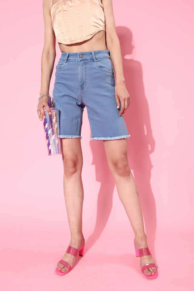 dolce crudo Regular Fit Above Knee Denim Women's Casual Wear Shorts-picture-23