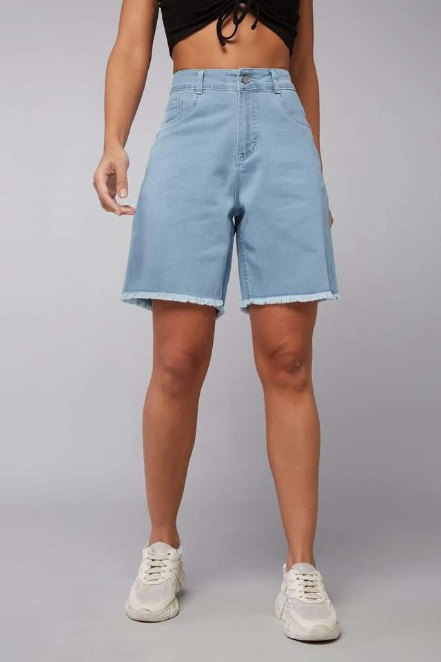 dolce crudo Regular Fit Above Knee Denim Women's Casual Wear Shorts-picture-16