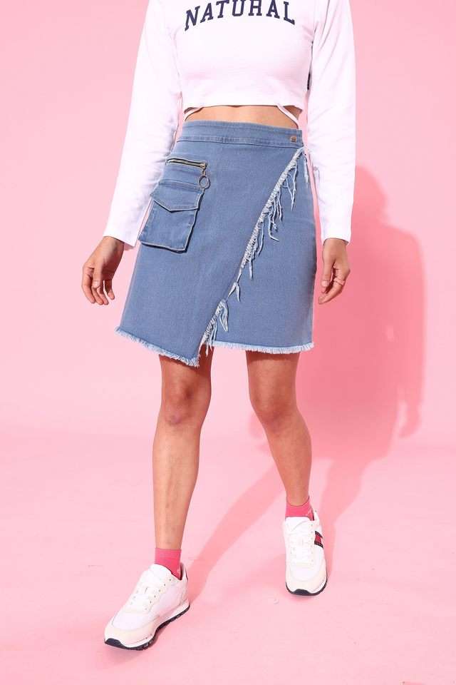 Regular Fit Above Knee Denim Women Casual Wear Skirts-image-17