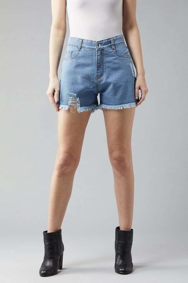 Relaxed Fit Full Length Denim Women's Casual Wear Shorts-image-32