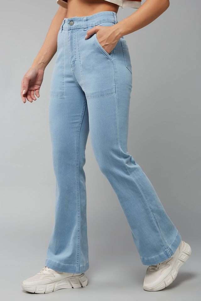 High Rise Acid Wash Denim Relaxed Fit Women's Jeans