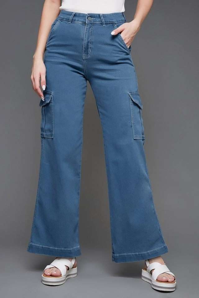 dolce crudo High Rise Light Wash Denim Relaxed Fit Women's Jeans-picture-20