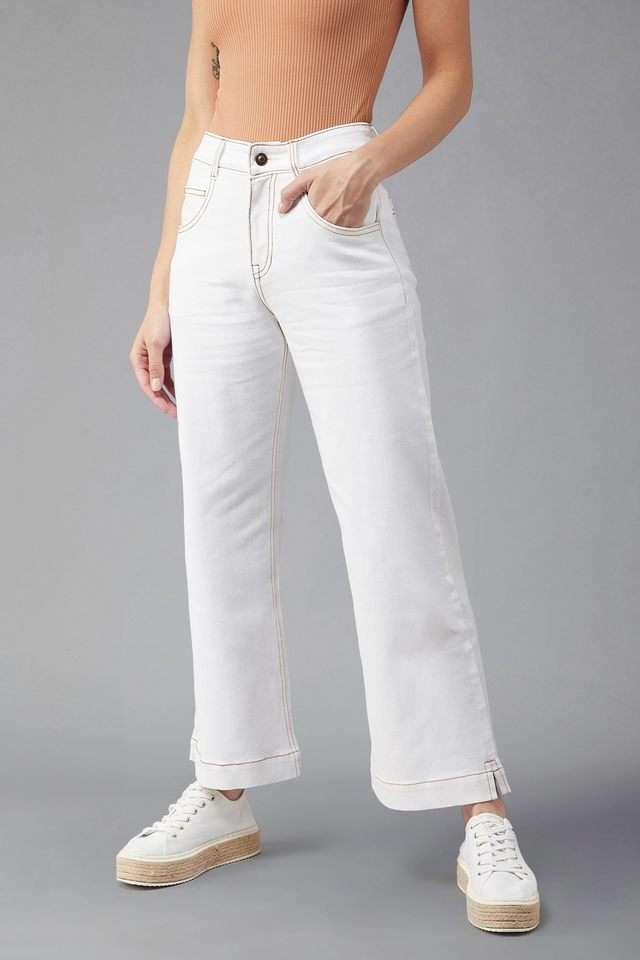 dolce crudo Mid Rise Bleach Wash Denim Relaxed Fit Women's Jeans-picture-23