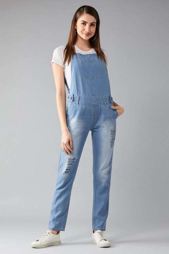 dolce crudo Solid Denim Full Length Women's Dungaree-picture-11