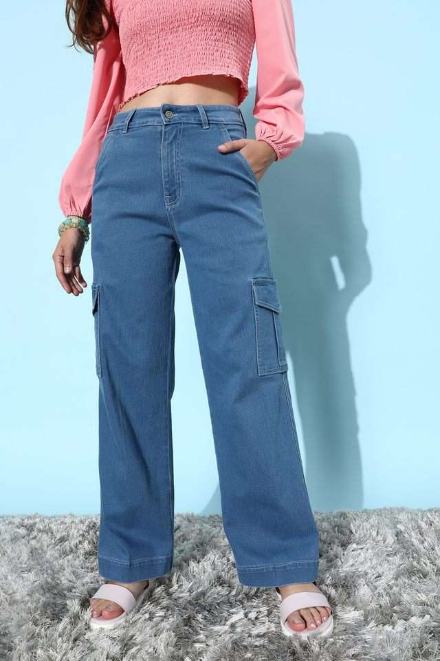 dolce crudo High Rise Light Wash Denim Relaxed Fit Women's Jeans-picture-23