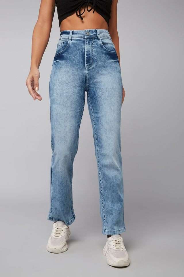 High Rise Heavy Wash Denim Relaxed Fit Women's Jeans