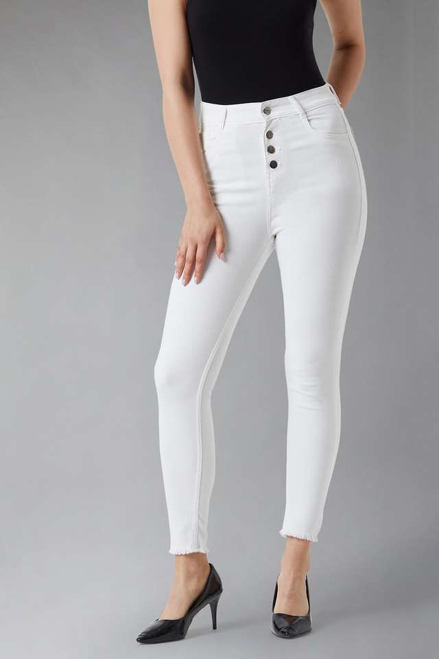 Bleach Wash Cotton Skinny Fit Womens Jeans-image-10
