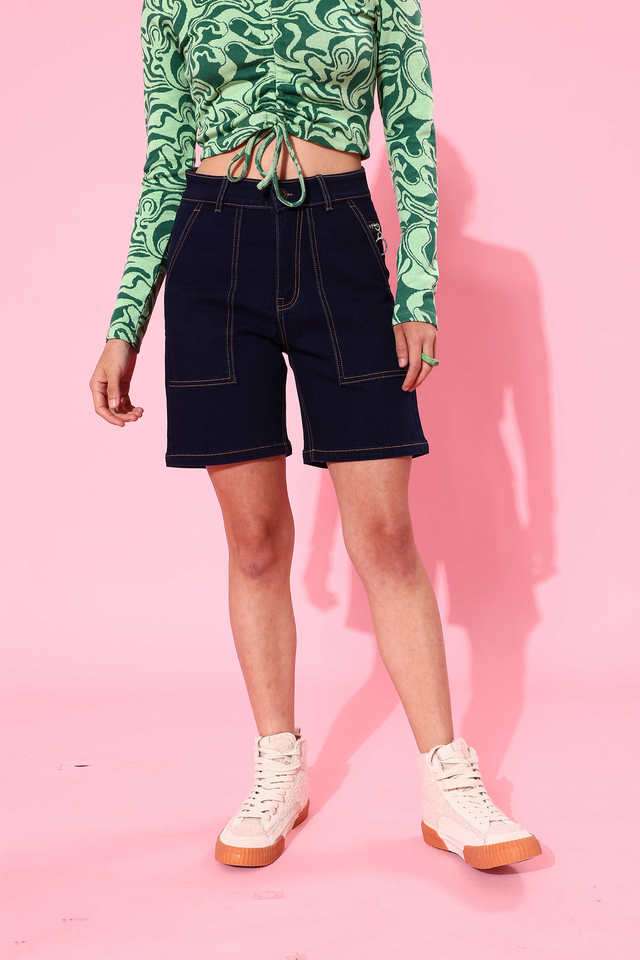 dolce crudo Regular Fit Above Knee Denim Women's Casual Wear Shorts-picture-16